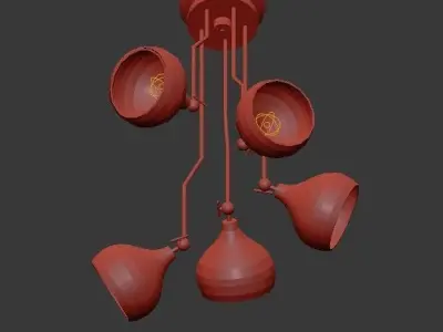 Hanna gold and pendant light 3D model