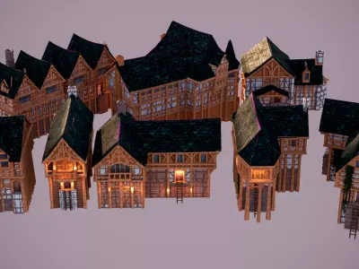 BIG Fantasy house pack Low-poly 3D model