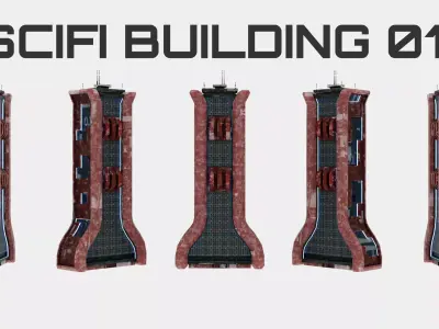 SciFi Cyberpunk Building 01 Low-poly 3D model