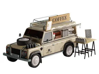 Jeep truck coffee set 6 3D model