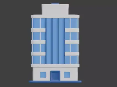 Modern Blue Office Building 3D - Low Poly Models Low-poly 3D model