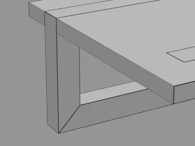 Wooden Loft Coffee Table with Black Metal Legs 3D model