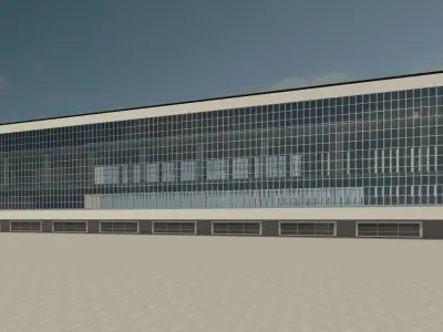 Bauhause building in middle of desert 3D model