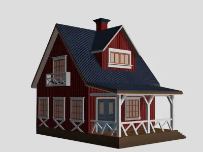 American Style Cottage - Town House Model Low-poly 3D model shop