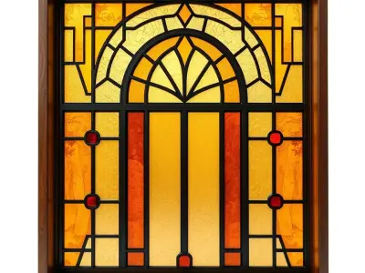 Amber Stained Glass Window model pack Low-poly 3D model