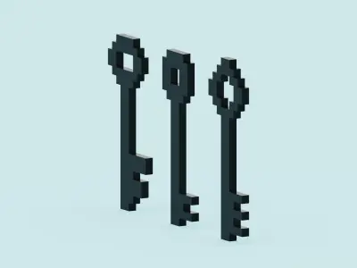 Voxel Black Keys Low-poly 3D model