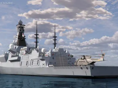  Royal Navy Frigate Type 26 Afloat with AW101 Merlin Grey 