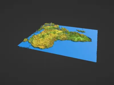 Africa and Middle East Map Topography Low-poly 3D model