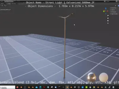 Street Light 1 Galvanized 5000mm 2F Low-poly 3D model