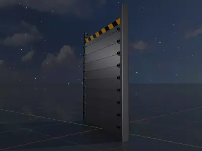 Aluminum flood protection wall 2m x 2m Low-poly 3D model