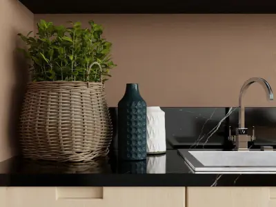 kitchen modern with walls 3D model