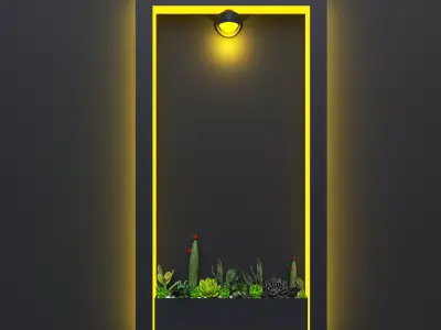 Modern LED Wall Frame with Planter 3D model