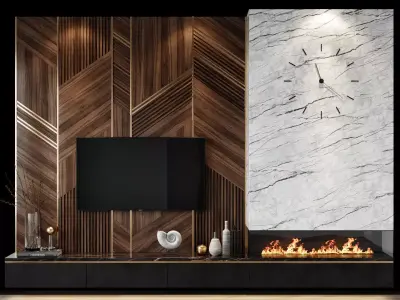 Tv set 2 modern wall design 3D model