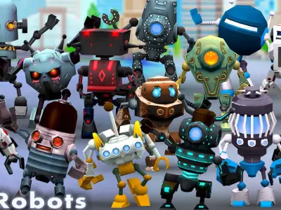 3DRT-Chibii Robots Low-poly 3D model