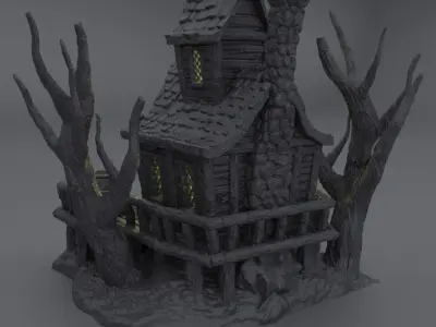 Witch Hut Tabletop Terrain 28 MM 3D print model