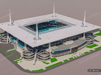 Hard Rock Stadium Miami-Florida USA Low-poly 3D model