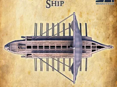 Bireme Ship - Tabletop Terrain - 28 MM 3D print model