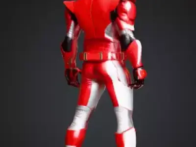 Advanced Sci-Fi Armor Hero Glossy Red White 3D Character 3D print model