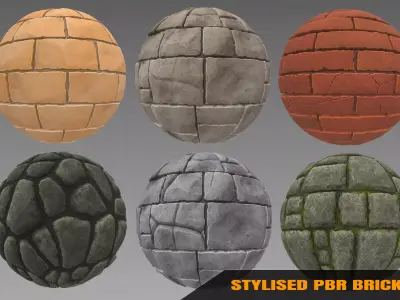 Brick - Stylised PBR Texture - Material 3D model