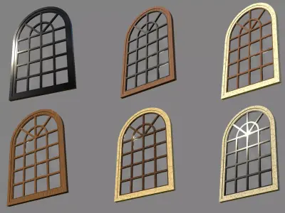 PBR Arched Window Low-poly 3D model