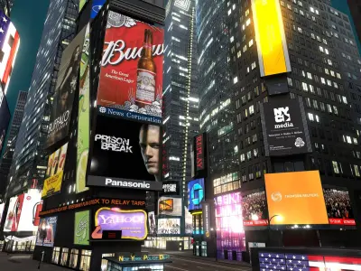  Manhattan District Times Square A Night Low Poly 