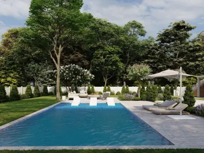 Garden Landscape 3D Model - SketchUp and Lumion Scene 3D model 3D model