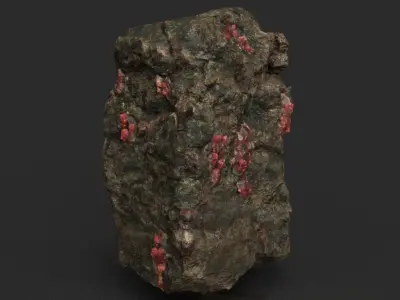 Low Poly Red Gem Mineral Rock 210823 Low-poly 3D model