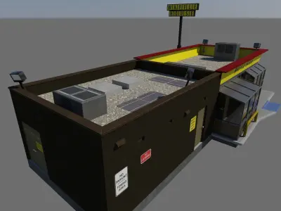 Waffle House - realistic PBR textured low-poly model  Low-poly 3D model