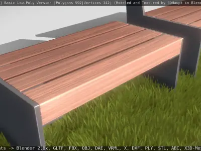 Park Bench -8- Basic Low-Poly Version -Wood-Metal Mixed - Low-poly 3D model