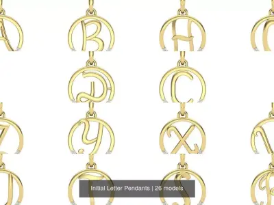 Initial Letter Pendants 3D Model Pack