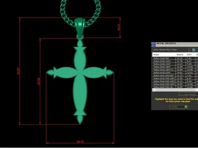Light Gold 18K Cross Pendant 1CP062 3D print model