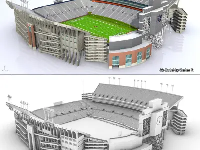 Jordan-Hare Stadium Low-poly 3D model