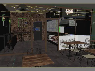 Restaurant interior Low-poly 3D model