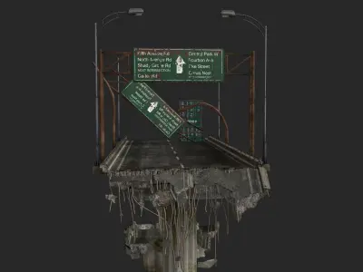 Broken Bridge Low-poly 3D model