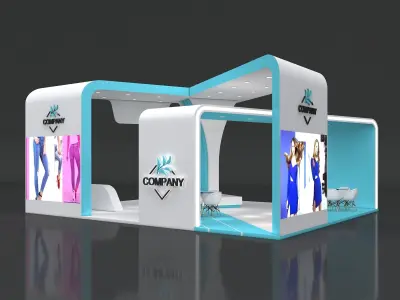 Exhibition Booth Stand Stall 10x8m Height 450 cm 4Side Open 3D model