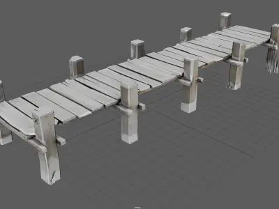 WOODEN PIER WINTER Low-poly 3D model