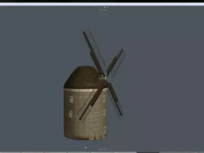 littleMill windmill on computer screen Low-poly 3D model
