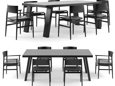 PORRO Minimo Light Table and Neve Chairs 3D model