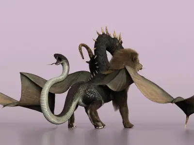  Mythical Chimera with Fur for Cinema 4D Hair and Fur 