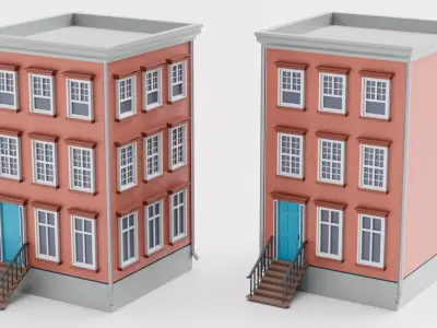 Lowpoly Cartoon Building 01 Low-poly 3D model