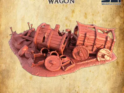 Pillaged Merchant Wagon Tabletop Terrain 28 mm 3D print model