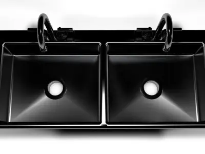 Dual sink basin with faucets 3D model