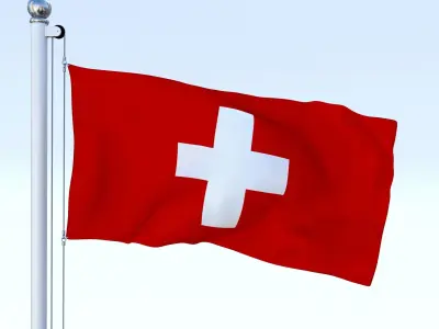 Animated Switzerland Flag Low-poly 3D model