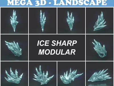 Low poly Sharp Ice Modular 210916 Low-poly 3D model