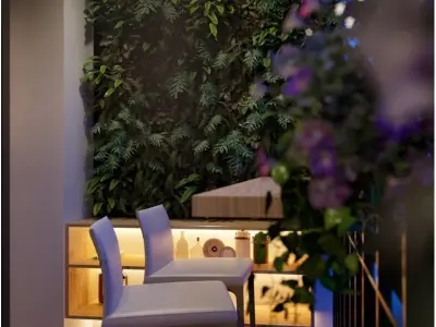 Balcony of apartment at night 3D model
