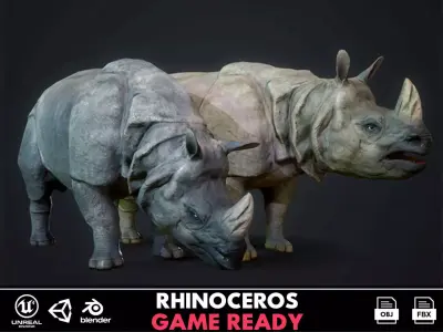 Indian Rhinoceros - Game Ready Low-poly 3D model purchase