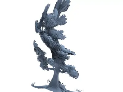 Winter windy tree 4   3D model