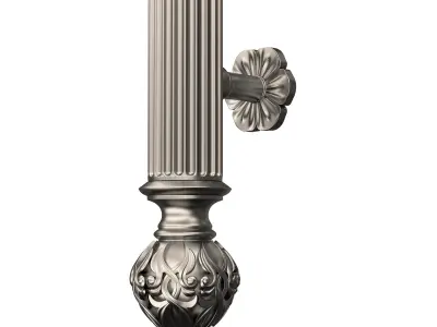 Classic Door Handle 05 Chrome Low-poly 3D model