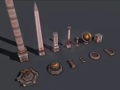 Roman greek Monument Low-poly 3D model