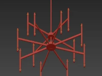 Wide Champagne Gold 24 Light LED Chandelier 3D model